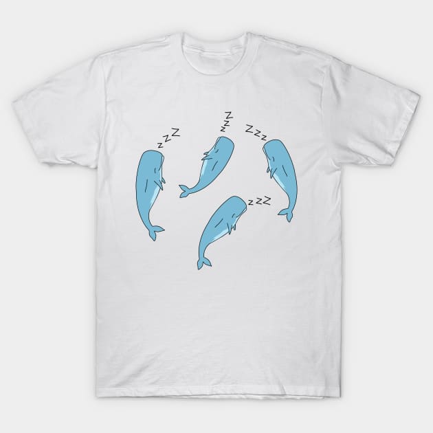 Sleeping Sperm Whales Cute Funny Design T-Shirt by olivergraham